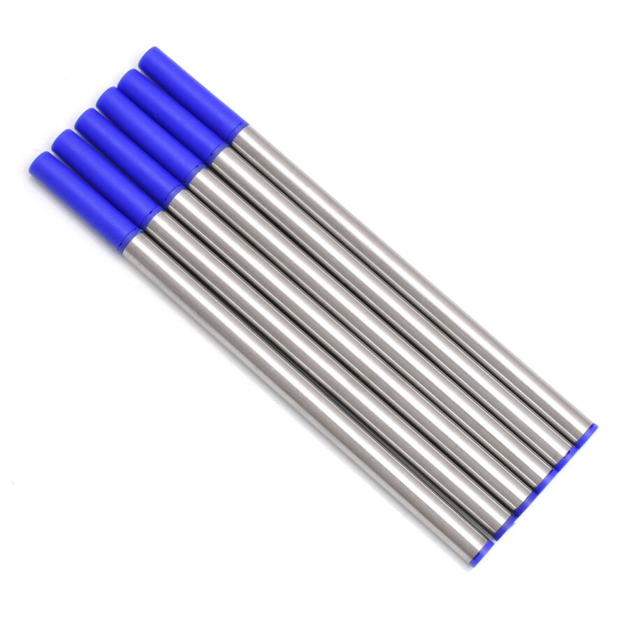 Blue Ink Ball Pen Refills – Stainless Steel Body (Pack of 6)