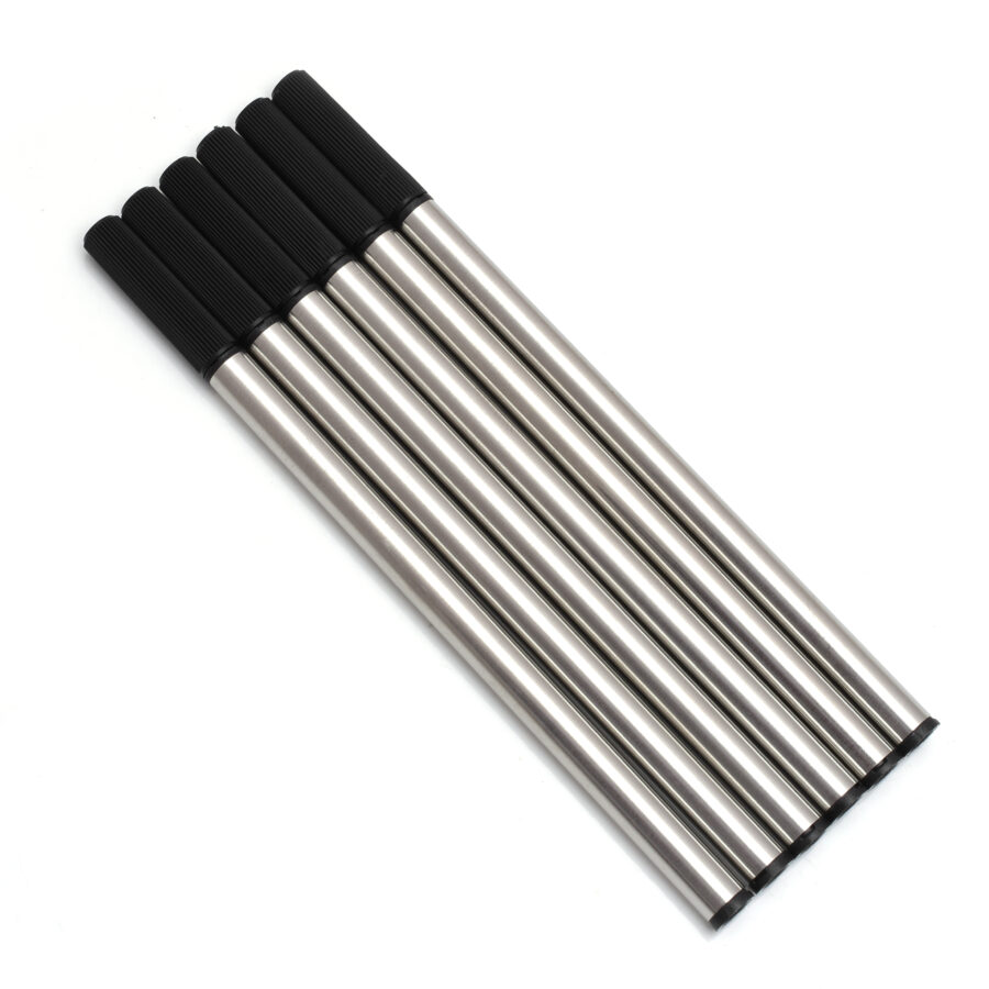 Black Ink Ball Pen Refills – Stainless Steel Body (Pack of 6)