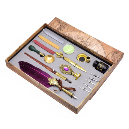 Deluxe Vintage Feather Quill Writing Set with Wax Seal Kit