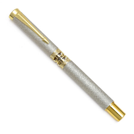 Silver Textured Pen with Gold Accents