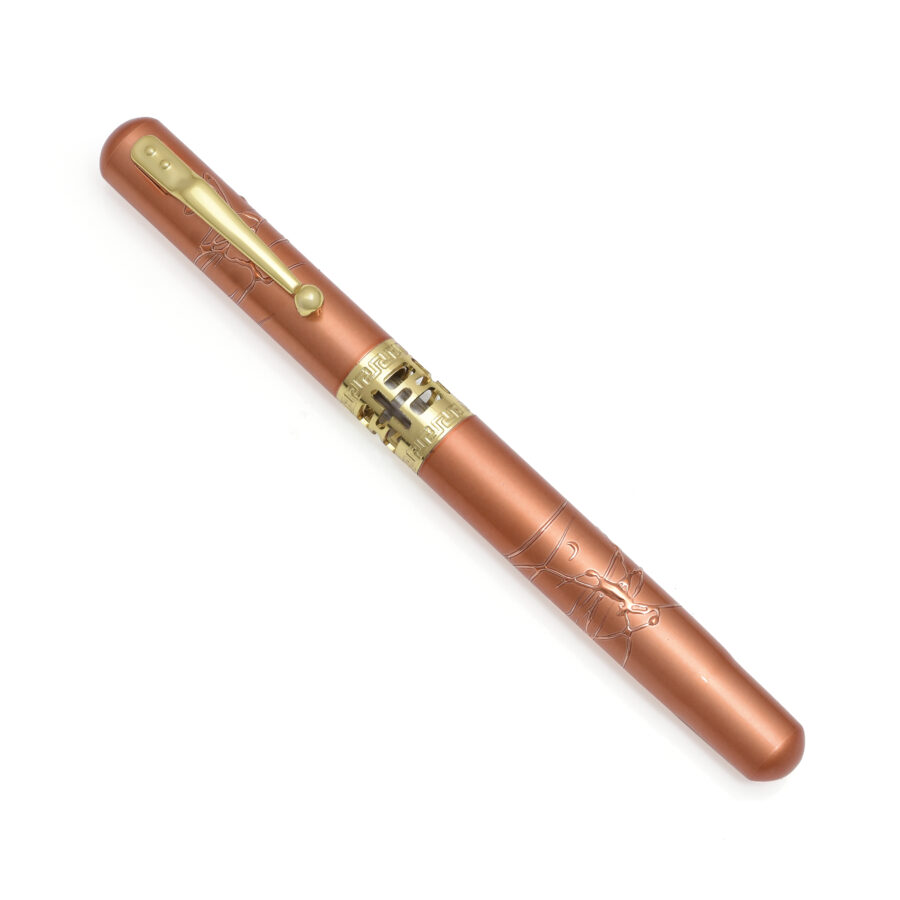 Copper-Toned Engraved Pen with Decorative Band