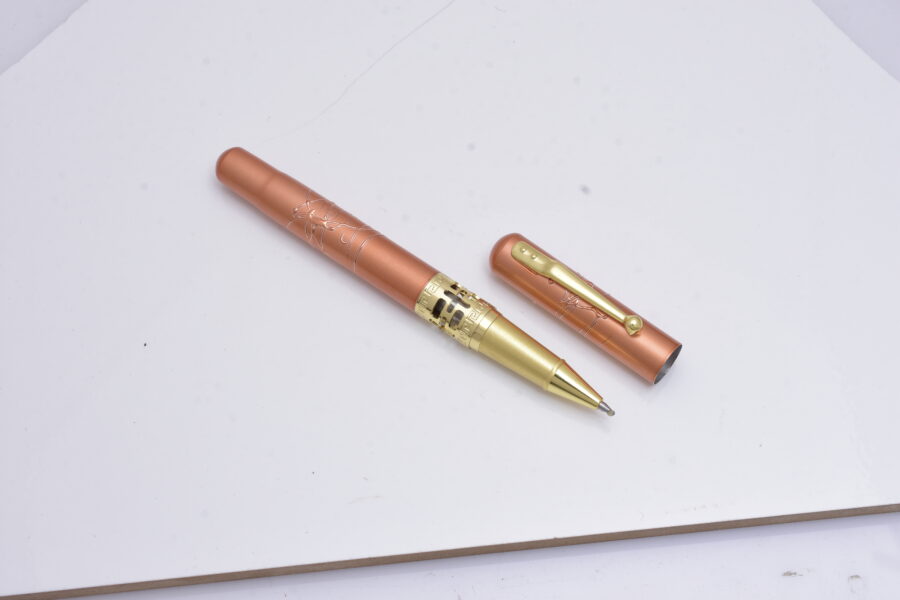 Copper-Toned Engraved Pen with Decorative Band - Image 4