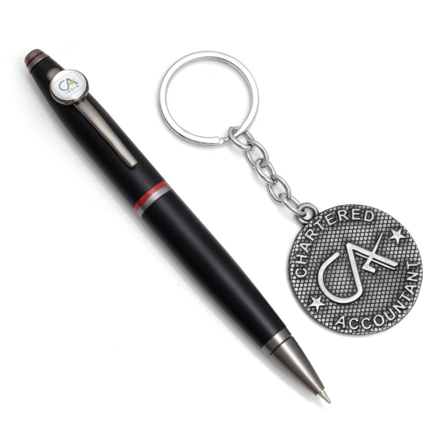 Black Silver CA Pen with Keychain
