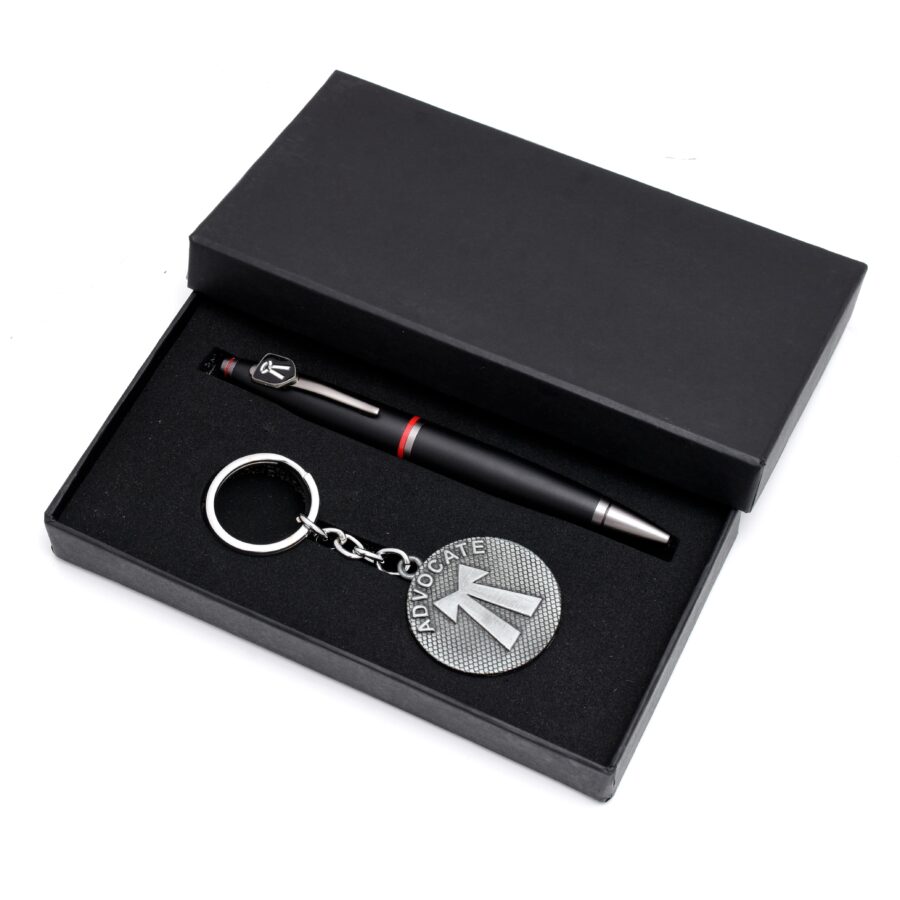 Black Silver Advocate Pen with Keychain - Image 2